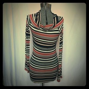 Free People Striped Mini Dress with Flare Sleeve